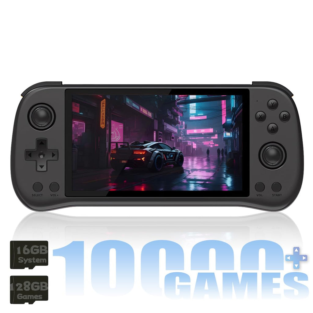 X55 Handheld Game Console 5.5 inch Portable Retro Video Hand-Held Games Consoles Rechargeable RK3566 Hand Held Classic Play System Black